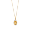 Thumbnail Image 1 of Oval Orange Citrine and White Lab-Created Sapphire Frame Pendant in 10K Gold