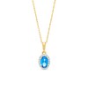 Thumbnail Image 1 of Oval Swiss Blue Topaz and White Lab-Created Sapphire Frame Pendant in 10K Gold