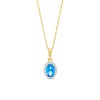 Thumbnail Image 0 of Oval Swiss Blue Topaz and White Lab-Created Sapphire Frame Pendant in 10K Gold