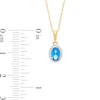 Thumbnail Image 2 of Oval Swiss Blue Topaz and White Lab-Created Sapphire Frame Pendant in 10K Gold