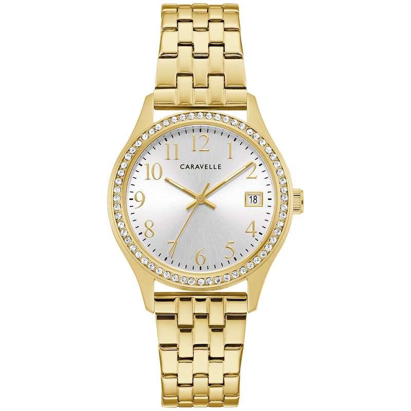 Main Image 3 of Ladies' Caravelle by Bulova Crystal Accent Gold-Tone Watch and Bracelet Box Set (Model: 44X101)