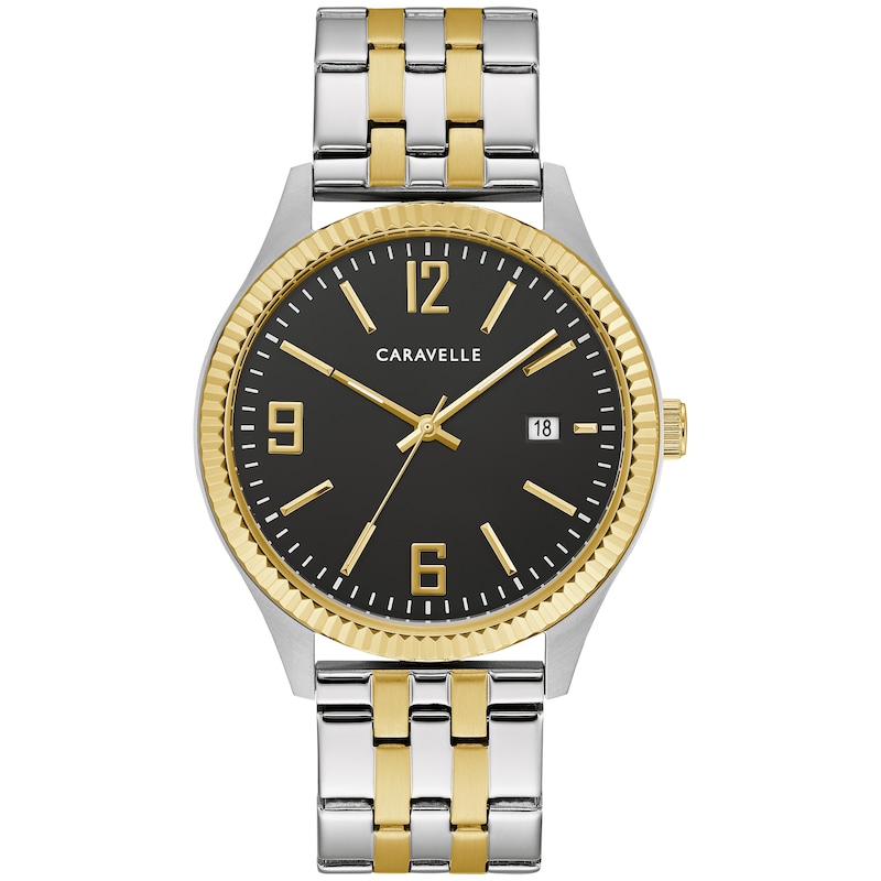 Main Image 3 of Men's Caravelle by Bulova Two-Tone Watch with Black Dial and Bracelet Box Set (Model: 45K000)