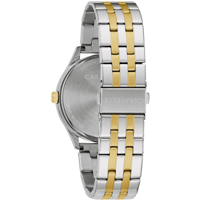 Main Image 5 of Men's Caravelle by Bulova Two-Tone Watch with Black Dial and Bracelet Box Set (Model: 45K000)