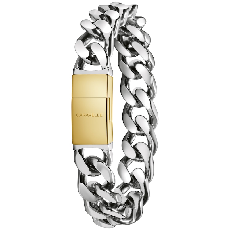 Main Image 6 of Men's Caravelle by Bulova Two-Tone Watch with Black Dial and Bracelet Box Set (Model: 45K000)