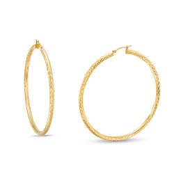 Oro Diamante 55.0mm Diamond-Cut Tube Hoop Earrings in 14K Gold
