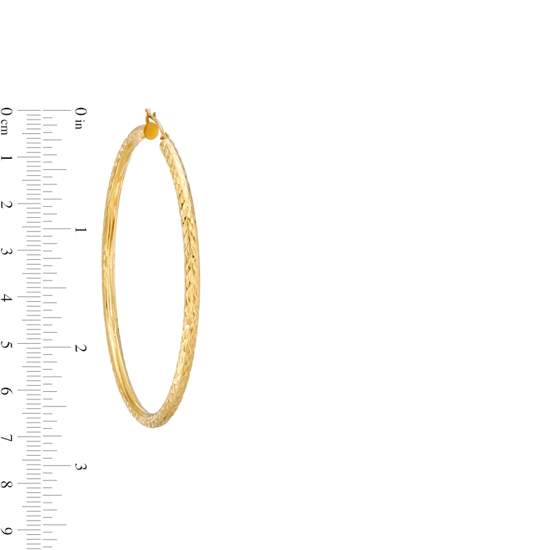 Oro Diamante™ 55.0mm Diamond-Cut Tube Hoop Earrings in 14K Gold