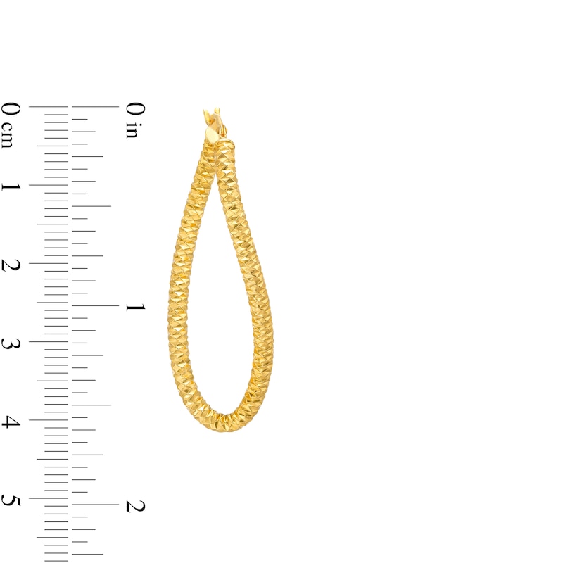 Main Image 3 of Oro Diamante™ 40.0mm Diamond-Cut Twist Tube Hoop Earrings in 14K Gold