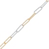 Thumbnail Image 0 of Oro Diamante™ 2.7mm Alternating Diamond-Cut Paper-Clip Chain Bracelet in Solid 14K Two-Tone Gold – 7.25"