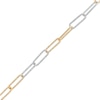 Thumbnail Image 1 of Oro Diamante™ 2.7mm Alternating Diamond-Cut Paper-Clip Chain Bracelet in Solid 14K Two-Tone Gold – 7.25"