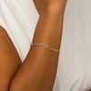 Thumbnail Image 2 of Oro Diamante™ 2.7mm Alternating Diamond-Cut Paper-Clip Chain Bracelet in Solid 14K Two-Tone Gold – 7.25"