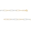 Thumbnail Image 3 of Oro Diamante™ 2.7mm Alternating Diamond-Cut Paper-Clip Chain Bracelet in Solid 14K Two-Tone Gold – 7.25"