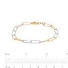 Thumbnail Image 3 of Oro Diamante™ 2.7mm Alternating Diamond-Cut Paper-Clip Chain Bracelet in Solid 14K Two-Tone Gold – 7.25"