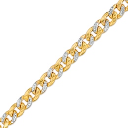 Oro Diamante Diamond-Cut 8.2mm Semi-Solid Cuban Curb Chain Bracelet in 14K Two-Tone Gold – 8.5&quot;