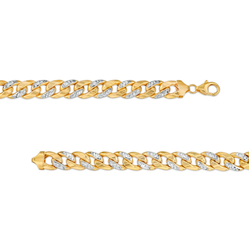 Main Image 3 of Oro Diamante™ Diamond-Cut 8.2mm Cuban Curb Chain Bracelet in Hollow 14K Two-Tone Gold – 8.5"