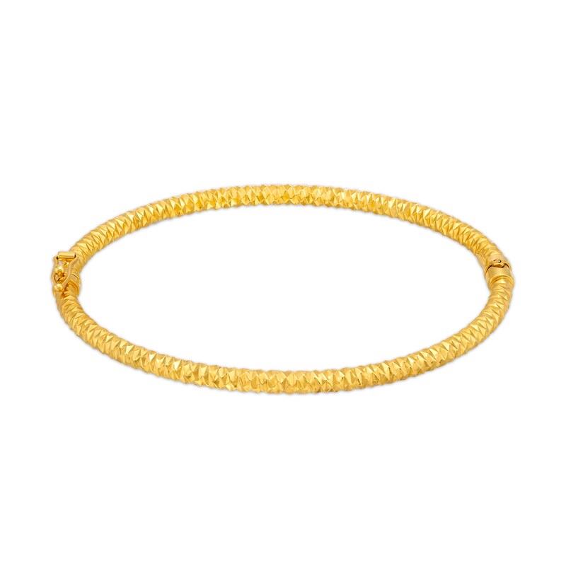 Main Image 1 of Oro Diamante™ 4.0mm Diamond-Cut Bangle in Hollow 14K Gold
