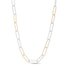 Thumbnail Image 1 of Oro Diamante™ 2.7mm Alternating Diamond-Cut Paper-Clip Chain Necklace in Solid 14K Two-Tone Gold - 18"
