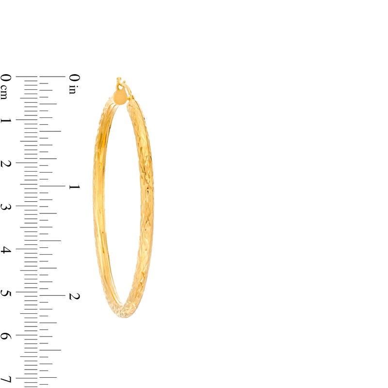 Main Image 2 of Oro Diamante™ 45.0mm Diamond-Cut Tube Hoop Earrings in 14K Gold