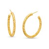 Thumbnail Image 1 of Oro Diamante™ 30.0mm Diamond-Cut Open Tube Hoop Earrings in 14K Gold