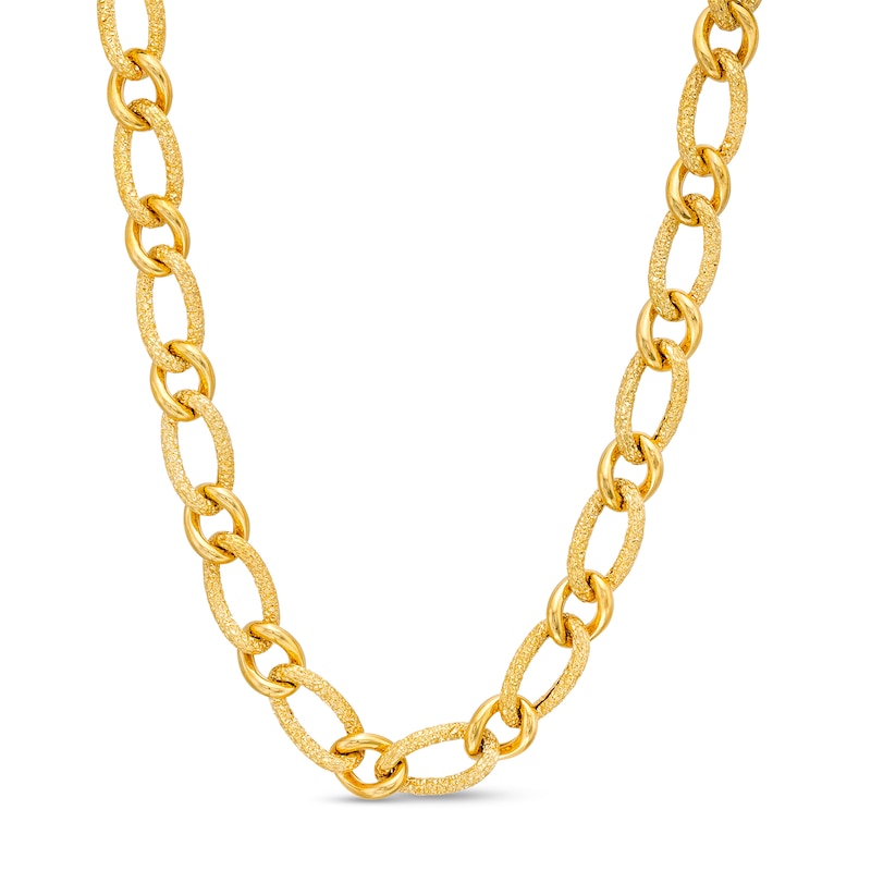 Oro Diamante™ 8.0mm Diamond-Cut Link Chain Necklace in Hollow 14K Gold - 18"