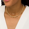 Thumbnail Image 1 of Oro Diamante™ 8.0mm Diamond-Cut Link Chain Necklace in Hollow 14K Gold - 18"