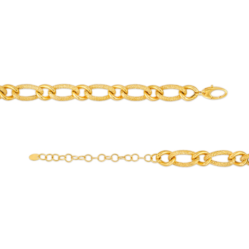 Oro Diamante™ 8.0mm Diamond-Cut Link Chain Necklace in Hollow 14K Gold - 18"