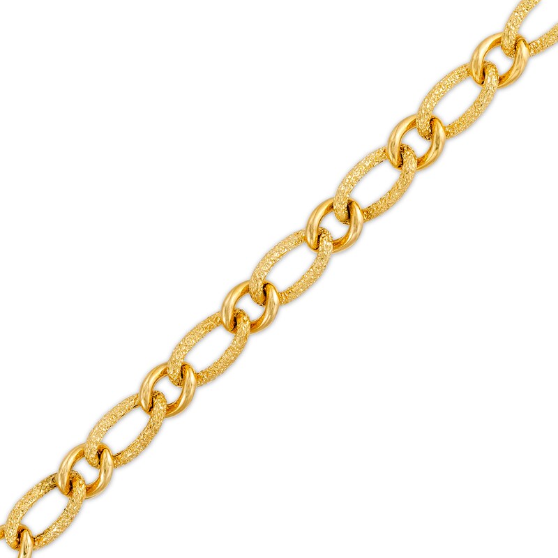 Main Image 1 of Oro Diamante™ 2.0mm Diamond-Cut Link Chain Bracelet in Hollow 14K Gold – 7.25"