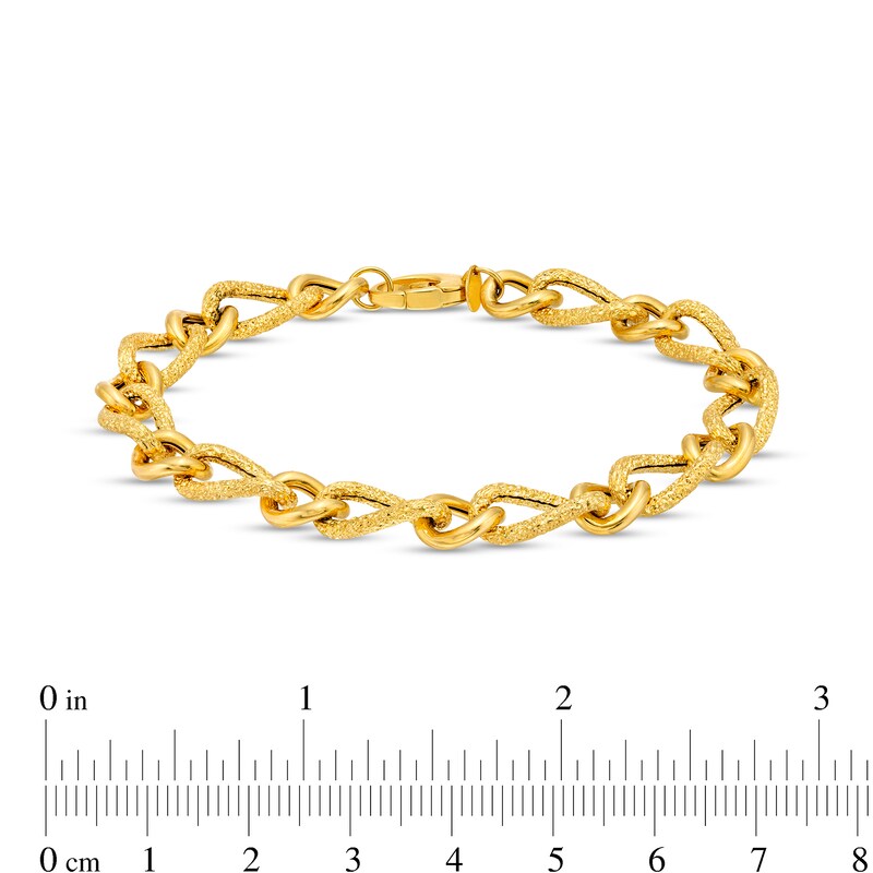 Main Image 4 of Oro Diamante™ 2.0mm Diamond-Cut Link Chain Bracelet in Hollow 14K Gold – 7.25"