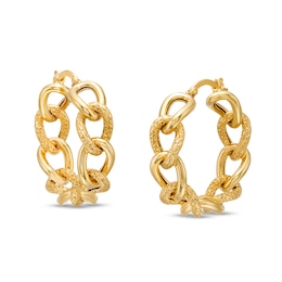 Oro Diamante™ 20.0mm Diamond-Cut Glitter Twist Hoop Earrings in 14K Gold