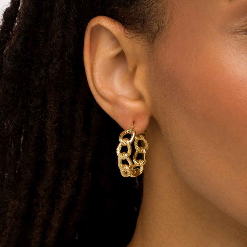 Main Image 2 of Oro Diamante™ 20.0mm Diamond-Cut Glitter Twist Hoop Earrings in 14K Gold