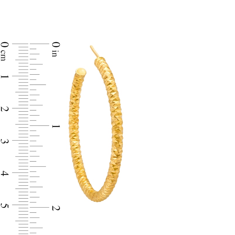 Main Image 3 of Oro Diamante™ 40.0mm Diamond-Cut Open Tube Hoop Earrings in 14K Gold