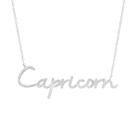1/10 CT. T.W. Diamond "Capricorn" Script Necklace in Sterling Silver