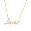 Thumbnail Image 1 of 1/6 CT. T.W. Diamond "Aries" Script Necklace in Sterling Silver with 14K Gold Plate