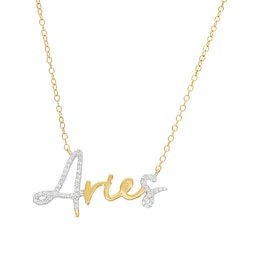 1/6 CT. T.W. Diamond "Aries" Script Necklace in Sterling Silver with 14K Gold Plate