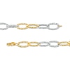 Thumbnail Image 3 of Oro Diamante™ Alternating Diamond-Cut Paper Clip Link Chain Necklace in Hollow 14K Two-Tone Gold – 18.25"