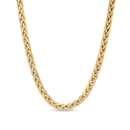 Oro Diamante™ Diamond-Cut 5.5mm Wheat Chain Necklace in Hollow 14K Two-Tone Gold – 22"