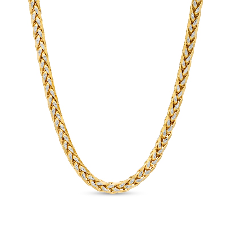 Main Image 1 of Oro Diamante™ Diamond-Cut 5.5mm Wheat Chain Necklace in Hollow 14K Two-Tone Gold – 22"