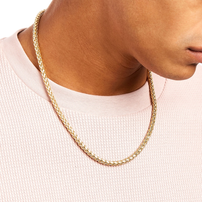 Main Image 2 of Oro Diamante™ Diamond-Cut 5.5mm Wheat Chain Necklace in Hollow 14K Two-Tone Gold – 22"