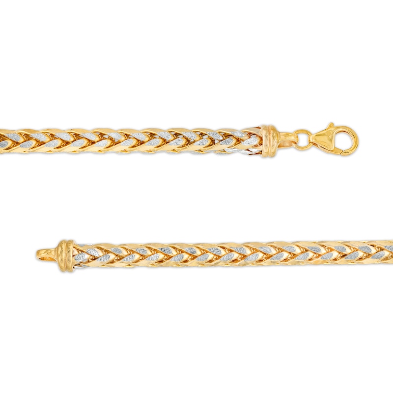 Main Image 3 of Oro Diamante™ Diamond-Cut 5.5mm Wheat Chain Necklace in Hollow 14K Two-Tone Gold – 22"