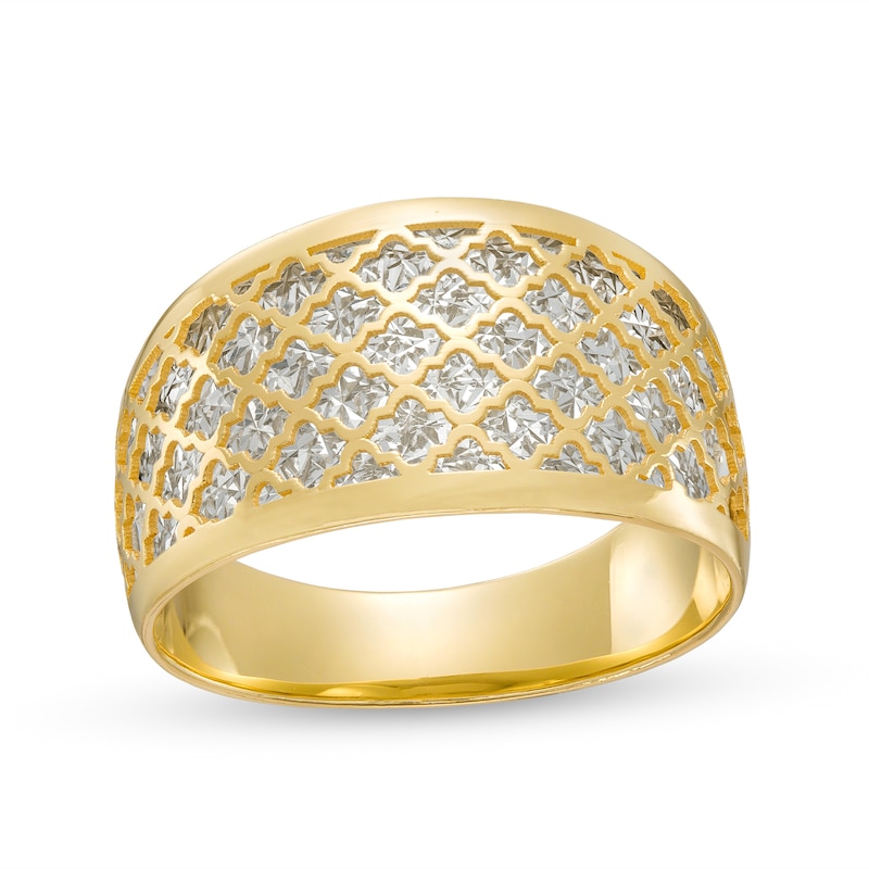 Main Image 1 of Oro Diamante™ Diamond-Cut Lattice Ring in 14K Two-Tone Gold - Size 7