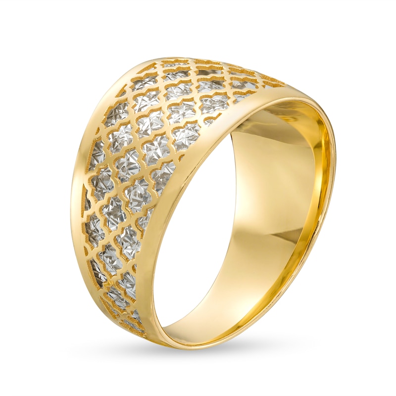 Main Image 3 of Oro Diamante™ Diamond-Cut Lattice Ring in 14K Two-Tone Gold - Size 7