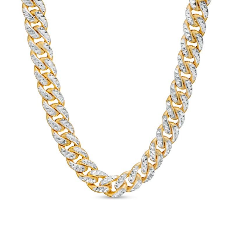 Oro Diamante™ Diamond-Cut 11.3mm Cuban Curb Chain Necklace in Hollow 14K Two-Tone Gold – 22"