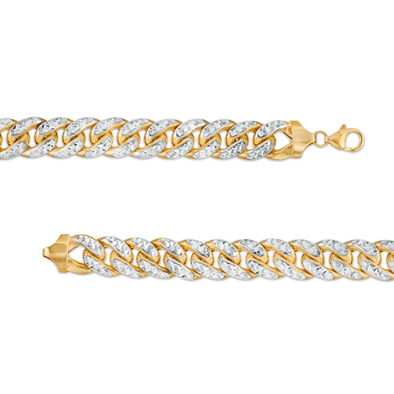 Oro Diamante™ Diamond-Cut 11.3mm Cuban Curb Chain Necklace in Hollow 14K Two-Tone Gold – 22"