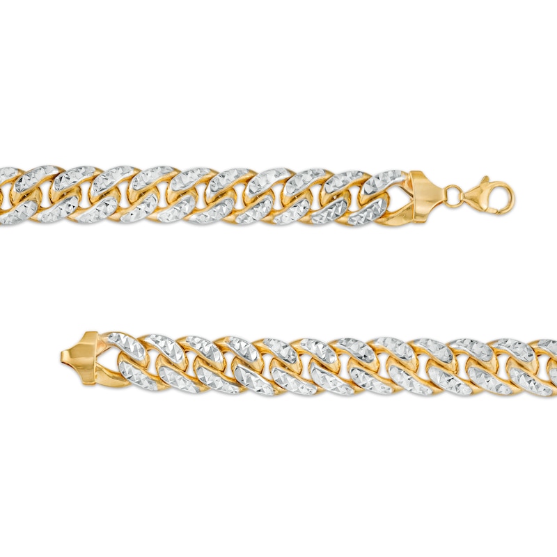 Main Image 3 of Oro Diamante™ Diamond-Cut 11.3mm Cuban Curb Chain Necklace in Hollow 14K Two-Tone Gold – 22"