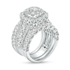 Thumbnail Image 3 of 5 CT. T.W. Diamond Cushion-Shaped Frame Multi-Row Three Piece Bridal Set in 14K White Gold (I/I2)
