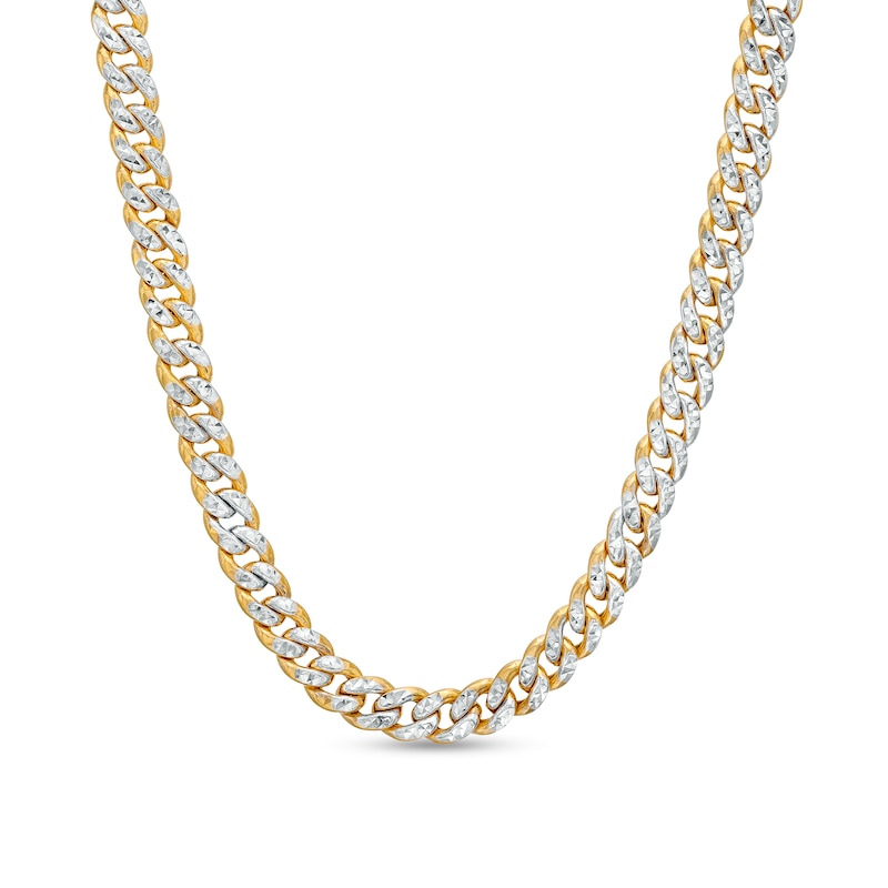 Main Image 1 of Oro Diamante™ Diamond-Cut 5.7mm Cuban Curb Chain Necklace in Hollow 14K Two-Tone Gold