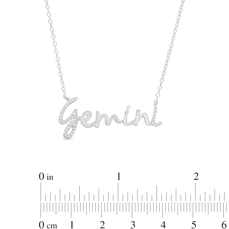 Main Image 2 of 1/6 CT. T.W. Diamond "Gemini" Script Necklace in Sterling Silver