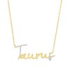 Thumbnail Image 1 of 1/8 CT. T.W. Diamond "Taurus" Script Necklace in Sterling Silver with 14K Gold Plate