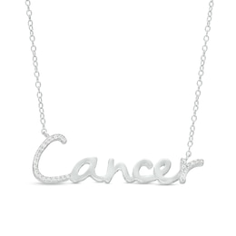 1/8 CT. T.W. Diamond "Cancer" Script Necklace in Sterling Silver