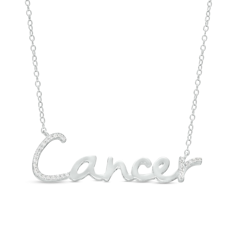 Main Image 1 of 1/8 CT. T.W. Diamond "Cancer" Script Necklace in Sterling Silver