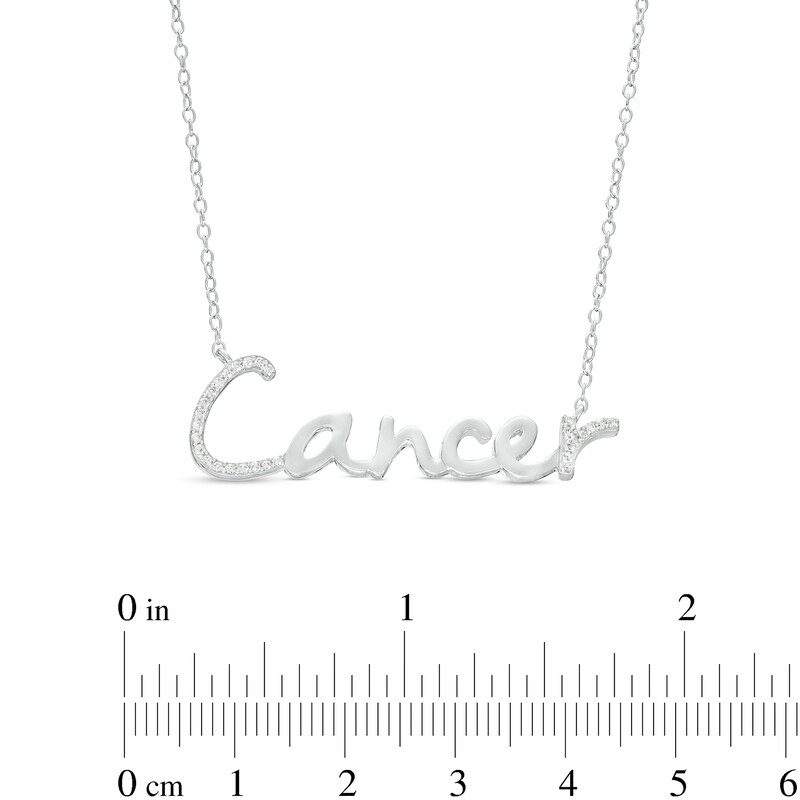Main Image 3 of 1/8 CT. T.W. Diamond "Cancer" Script Necklace in Sterling Silver